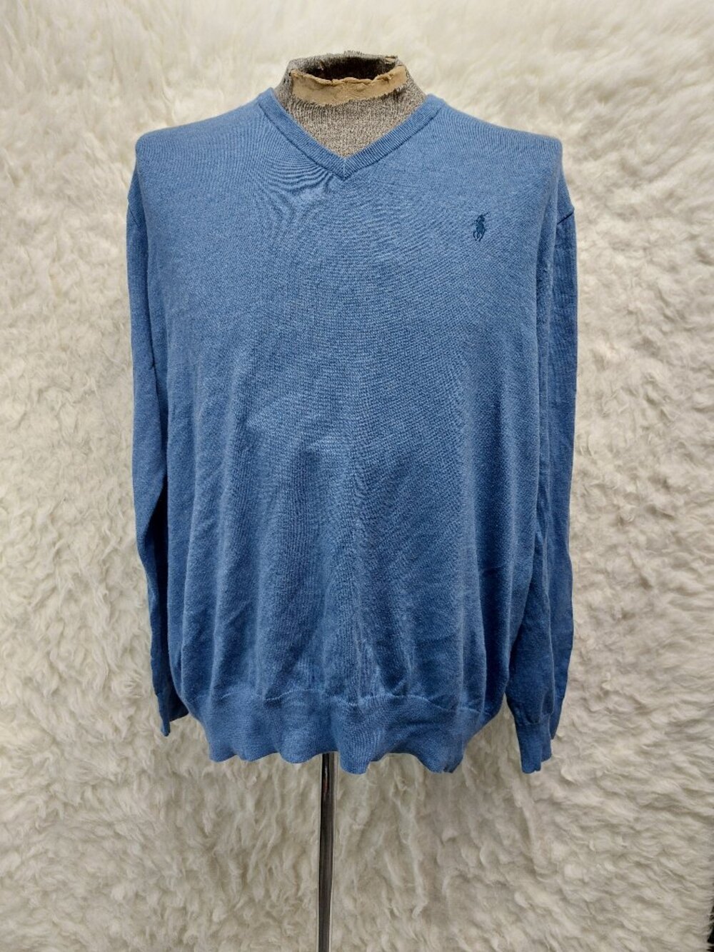 Polo Ralph Lauren Men's Blue V-Neck 100% Pima Cotton Sweater Size XXL